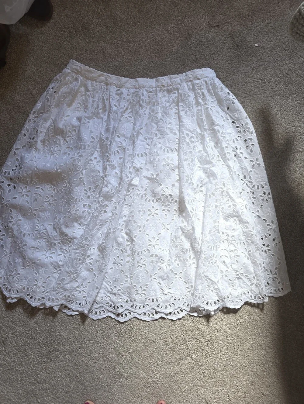 J Crew Eylet Full Lined White Lace Midi Skirt Size 14 - Picture 3 of 14